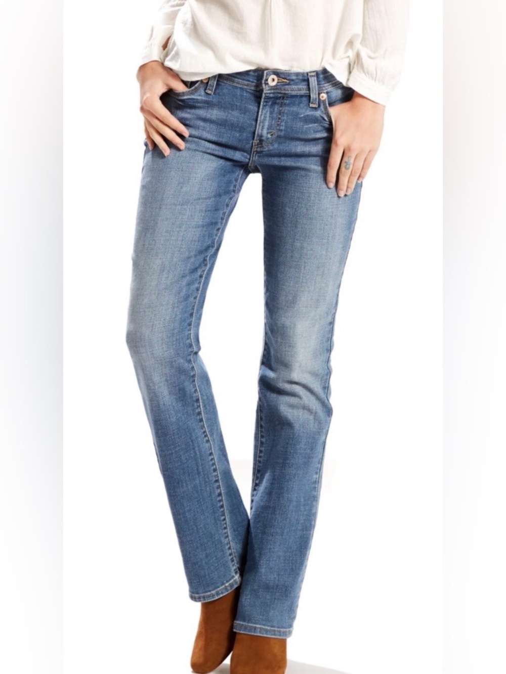 Levi's 529 Curvy Boot Cut Jeans in Mid Blue Wash Womens Size 12